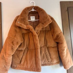 Abercrombie & Fitch Brown Faux Fur Puffer Jacket